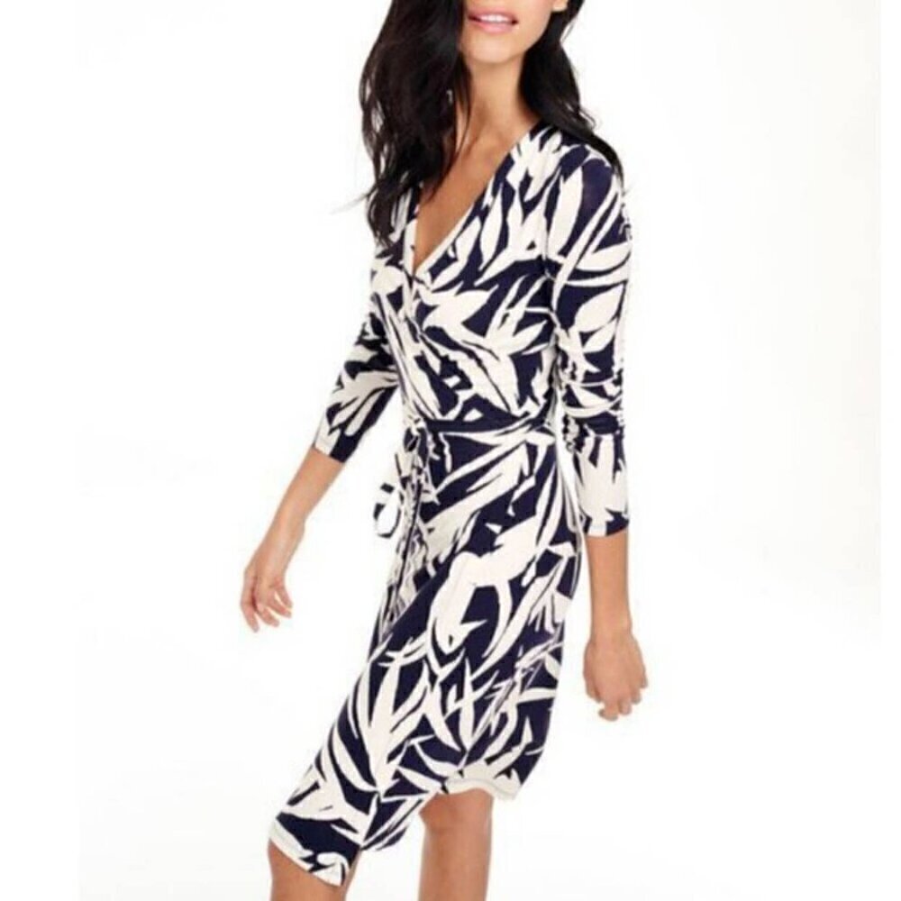 Boden | Women's Navy Willow Floral Print Casual Wrap Dress (US Size 12R)